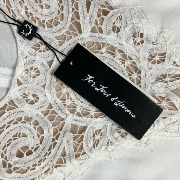 For Love and Lemons Valentina Mini Dress Lace  Flare Sleeve Lace Crochet White - Picture 9 of 16